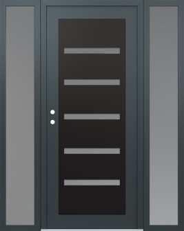 Diamond C7 68" x 80" anthracite/anthracite frosted Glass Panel black RHI with 2 Sidelites frosted Glass