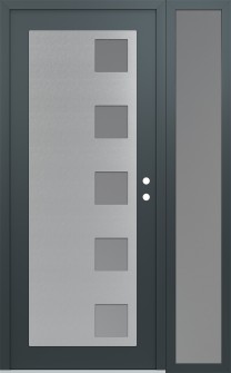 Diamond C5 52" x 80" anthracite/anthracite frosted Glass Panel stainless steel LHI with Sidelite frosted Glass