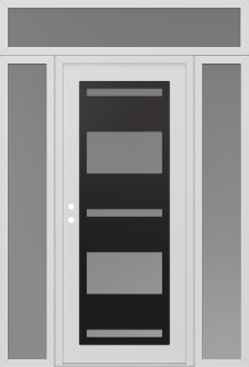 Diamond C10 68" x 96" white/white frosted Glass Panel black RHI with 2 Sidelites and Transom frosted Glass