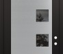 Modern Steel Front Door Diamond C5 36" x 96" black/black mirrored Glass Panel stainless steel LHI with Transom clear Glass
