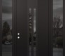 Modern Steel Front Door DIAMOND A8 64" X 96" BLACK/BLACK MIRRORED GLASS PANEL BLACK RHI WITH 2 SIDELITES AND TRANSOM MIRRORED GLASS