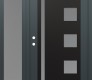 Modern Steel Front Door Diamond C3 52" x 80" anthracite/anthracite frosted Glass Panel black RHI with Sidelite frosted Glass
