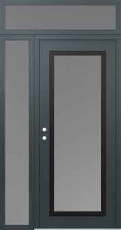 Diamond C1 52" x 96" anthracite/anthracite frosted Glass Panel black RHI with Sidelite and Transom frosted Glass