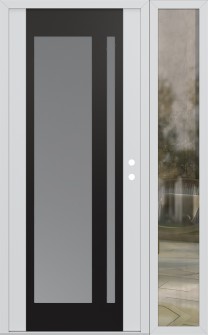 Diamond C15 50" x 80" white/white frosted Glass Panel black LHI with Sidelite clear Glass