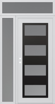 Diamond C2 52" x 96" white/white frosted Glass Panel black RHI with Sidelite and Transom frosted Glass