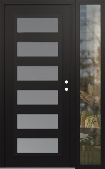 Diamond C9 52" x 80" black/white frosted Glass Panel black LHI with Sidelite clear Glass