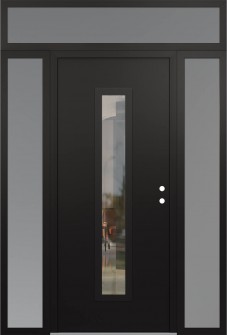 DIAMOND A11 60" X 96" BLACK/BLACK CLEAR GLASS PANEL BLACK LHI WITH 2 SIDELITES AND TRANSOM FROSTED GLASS