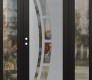 Modern Steel Front Door Diamond C12 68" x 80" black/black clear Glass Panel stainless steel RHI with 2 Sidelites clear Glass