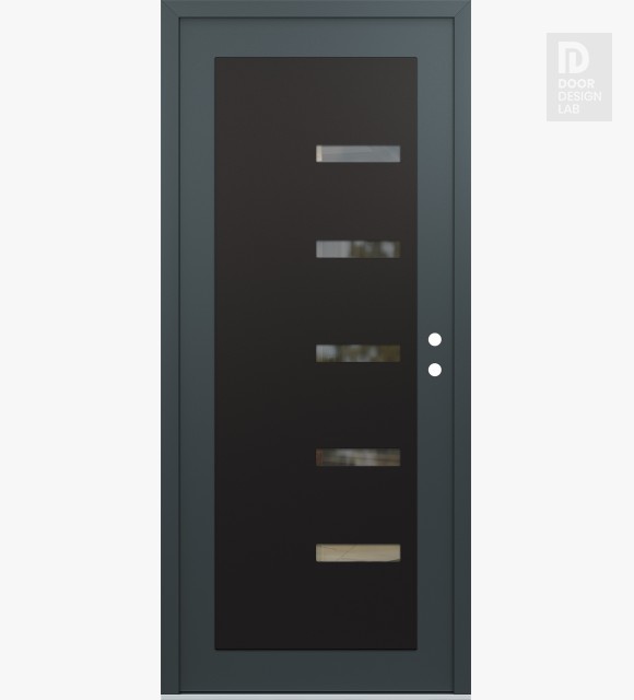 Modern Steel Front Door Diamond C8 36" x 80" anthracite/anthracite clear Glass Panel black LHI