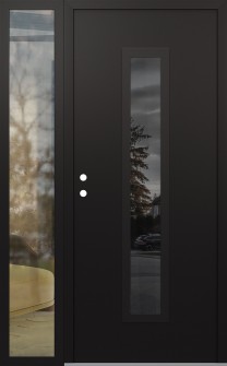 DIAMOND A11 50" X 80" BLACK/BLACK MIRRORED GLASS PANEL BLACK RHI WITH SIDELITE CLEAR GLASS