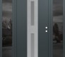 Modern Steel Front Door DIAMOND A6 68" X 80" ANTHRACITE/ANTHRACITE FROSTED GLASS PANEL STAINLESS STEEL LHI WITH 2 SIDELITES MIRRORED GLASS