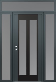 Diamond C14 64" x 96" anthracite/anthracite frosted Glass Panel black RHI with 2 Sidelites and Transom frosted Glass