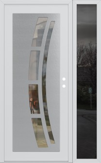 Diamond C12 48" x 80" white/white clear Glass Panel stainless steel LHI with Sidelite mirrored Glass