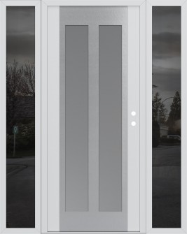 Diamond C14 64" x 80" white/white frosted Glass Panel stainless steel LHI with 2 Sidelites mirrored Glass