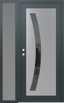 Diamond C4 48" x 80" anthracite/anthracite mirrored Glass Panel stainless steel RHI with Sidelite frosted Glass