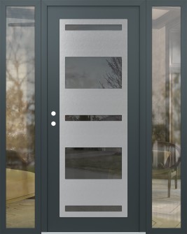 Diamond C10 60" x 80" anthracite/anthracite mirrored Glass Panel stainless steel RHI with 2 Sidelites clear Glass