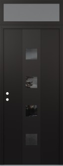 DIAMOND A12 36" X 96" BLACK/BLACK MIRRORED GLASS PANEL BLACK RHI WITH TRANSOM FROSTED GLASS