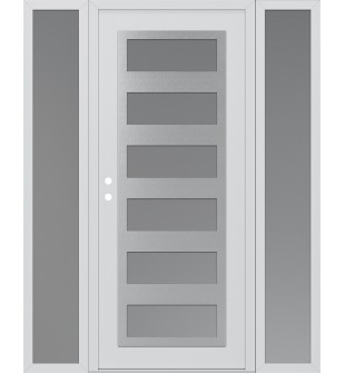 Diamond C9 64" x 80" white/white frosted Glass Panel stainless steel RHI with 2 Sidelites frosted Glass