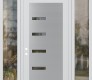 Modern Steel Front Door Diamond C8 68" x 96" white/white clear Glass Panel stainless steel RHI with 2 Sidelites and Transom clear Glass