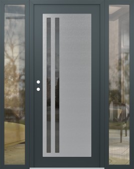 Diamond C6 60" x 80" anthracite/anthracite mirrored Glass Panel stainless steel RHI with 2 Sidelites clear Glass