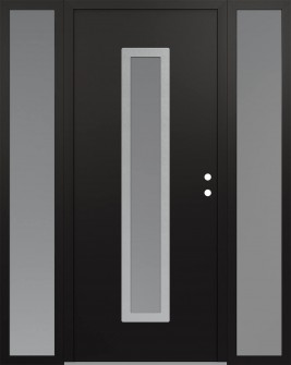 DIAMOND A11 64" X 80" BLACK/WHITE FROSTED GLASS PANEL STAINLESS STEEL LHI WITH 2 SIDELITES FROSTED GLASS