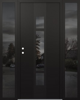 DIAMOND A9 64" X 80" BLACK/BLACK MIRRORED GLASS PANEL BLACK RHI WITH 2 SIDELITES MIRRORED GLASS