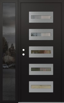 Diamond D4 50" x 80" black/black clear Glass Panel stainless steel RHI with Sidelite mirrored Glass