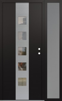 DIAMOND A13 48" X 80" BLACK/BLACK CLEAR GLASS PANEL STAINLESS STEEL LHI WITH SIDELITE FROSTED GLASS