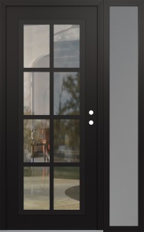 Diamond C16 48" x 80" black/black clear Glass Panel black LHI with Sidelite frosted Glass