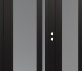 Modern Steel Front Door Diamond C15 52" x 80" black/white frosted Glass Panel black LHI with Sidelite frosted Glass