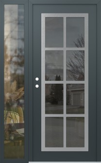 Diamond C16 50" x 80" anthracite/anthracite mirrored Glass Panel stainless steel RHI with Sidelite clear Glass