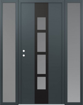 DIAMOND A10 68" X 80" ANTHRACITE/ANTHRACITE FROSTED GLASS PANEL BLACK RHI WITH 2 SIDELITES FROSTED GLASS