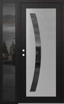 Diamond C4 52" x 80" black/black mirrored Glass Panel stainless steel RHI with Sidelite mirrored Glass