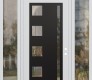Modern Steel Front Door Diamond C3 64" x 96" white/white clear Glass Panel black LHI with 2 Sidelites and Transom clear Glass
