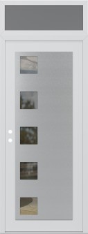 Diamond C5 36" x 96" white/white clear Glass Panel stainless steel RHI with Transom frosted Glass