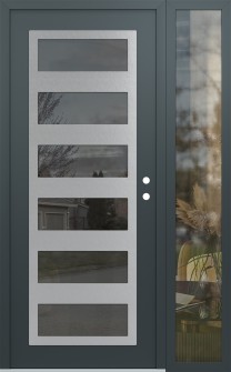 Diamond C9 52" x 80" anthracite/anthracite mirrored Glass Panel stainless steel LHI with Sidelite clear Glass