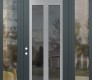 Modern Steel Front Door Diamond C14 60" x 96" anthracite/anthracite mirrored Glass Panel stainless steel RHI with 2 Sidelites and Transom clear Glass