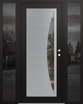 Diamond C13 60" x 80" black/black clear Glass Panel stainless steel LHI with 2 Sidelites mirrored Glass