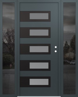 Diamond D3 64" x 80" anthracite/anthracite frosted Glass Panel black LHI with 2 Sidelites mirrored Glass