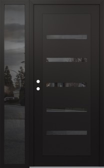 Diamond C7 52" x 80" black/black mirrored Glass Panel black RHI with Sidelite mirrored Glass