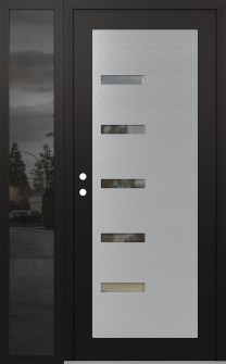 Diamond C8 48" x 80" black/black clear Glass Panel stainless steel RHI with Sidelite mirrored Glass