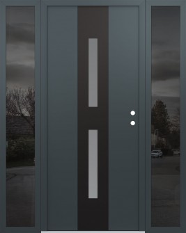 DIAMOND A6 64" X 80" ANTHRACITE/ANTHRACITE FROSTED GLASS PANEL BLACK LHI WITH 2 SIDELITES MIRRORED GLASS