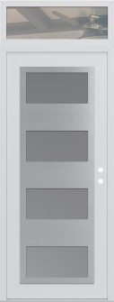 Diamond C2 36" x 96" white/white frosted Glass Panel stainless steel LHI with Transom clear Glass