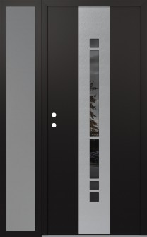 DIAMOND A3 48" X 80" BLACK/BLACK MIRRORED GLASS PANEL STAINLESS STEEL RHI WITH SIDELITE FROSTED GLASS