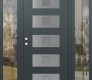 Modern Steel Front Door Diamond D8 68" x 80" anthracite/anthracite frosted Glass Panel stainless steel RHI with 2 Sidelites clear Glass