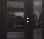 Modern Steel Front Door Diamond C9 50" x 80" black/black mirrored Glass Panel black LHI with Sidelite mirrored Glass