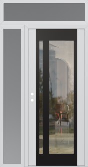 Diamond C15 48" x 96" white/white clear Glass Panel black RHI with Sidelite and Transom frosted Glass