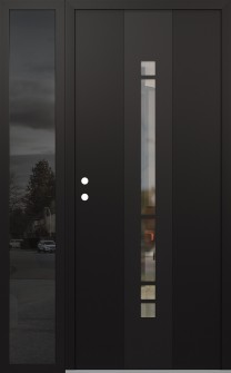 DIAMOND A3 48" X 80" BLACK/BLACK CLEAR GLASS PANEL BLACK RHI WITH SIDELITE MIRRORED GLASS