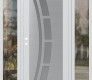 Modern Steel Front Door Diamond C12 60" x 80" white/white frosted Glass Panel stainless steel RHI with 2 Sidelites clear Glass