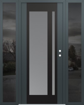 Diamond C15 68" x 80" anthracite/anthracite frosted Glass Panel black LHI with 2 Sidelites mirrored Glass